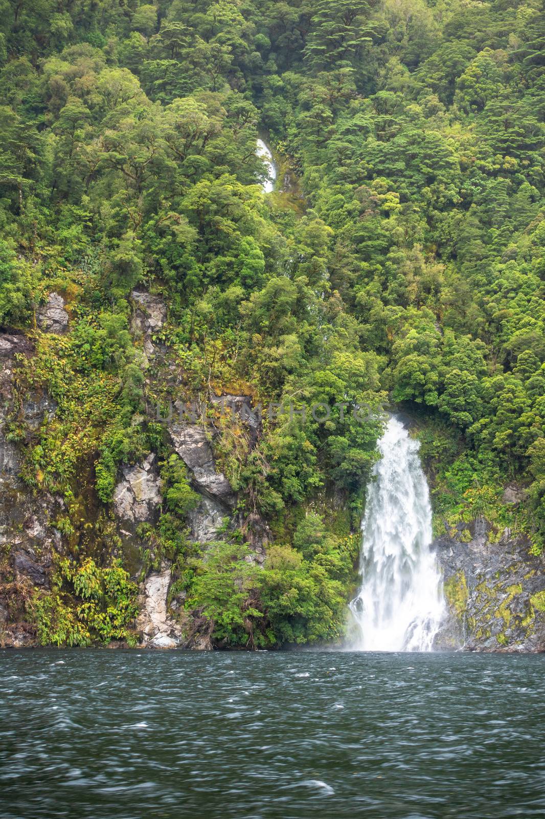 waterfall at Doubtful Sound Fiordland National Park New Zealand by magann