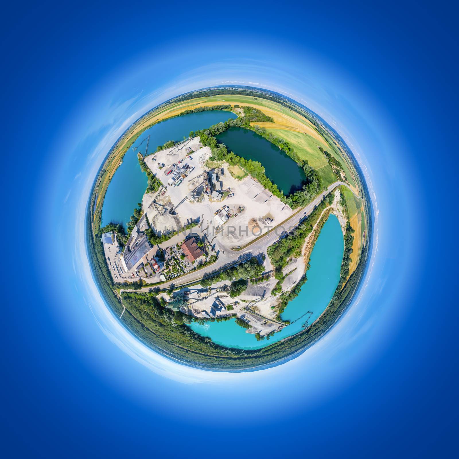 little planet of lakes at the Rhine valley south Germany by magann