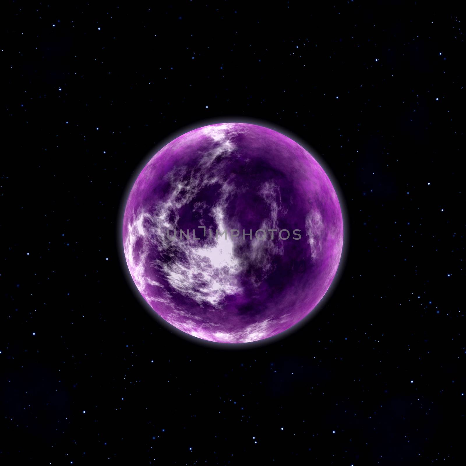 purple planet in space with stars by magann