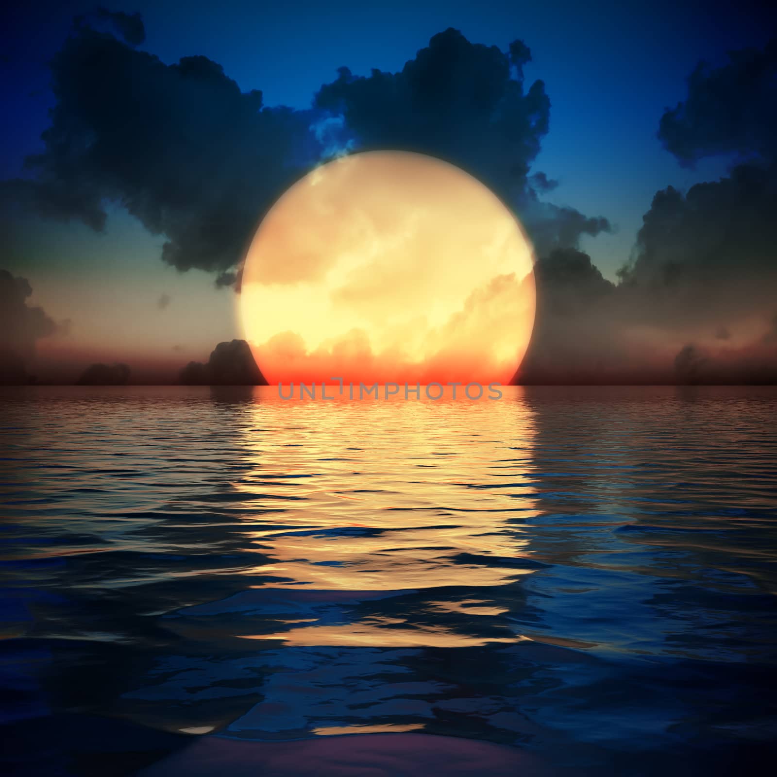 A big sooting sunset wallpaper 3D illustration