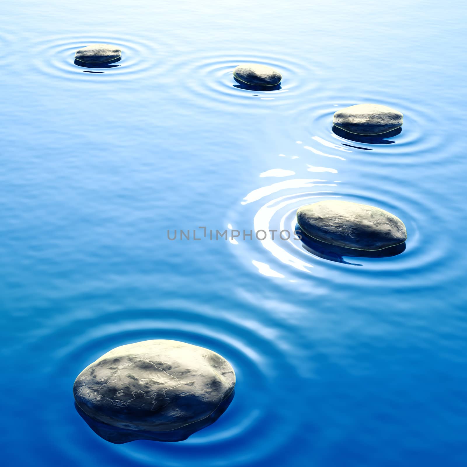 pebble stones in water with ripples background by magann