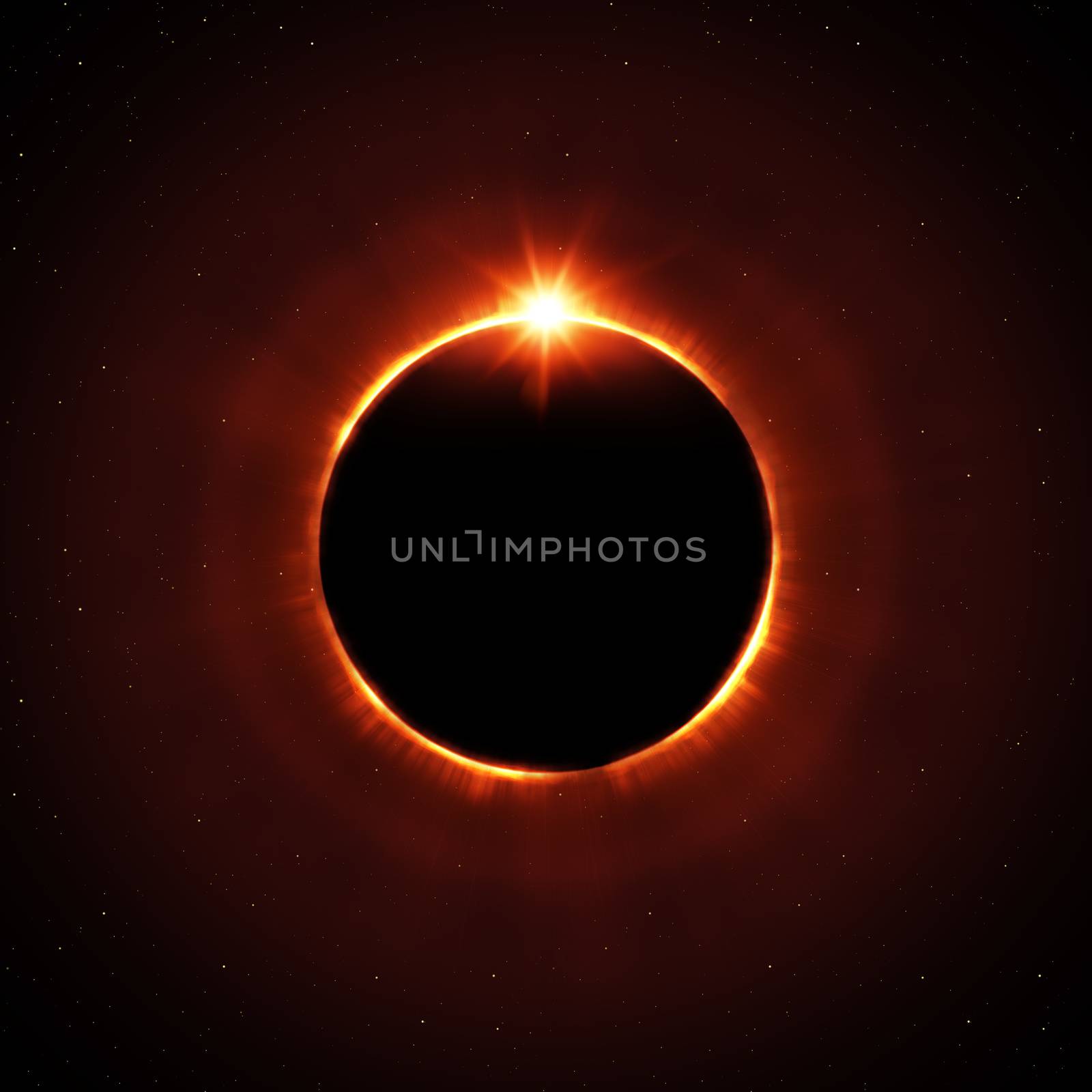 total sun eclipse with stars illustration