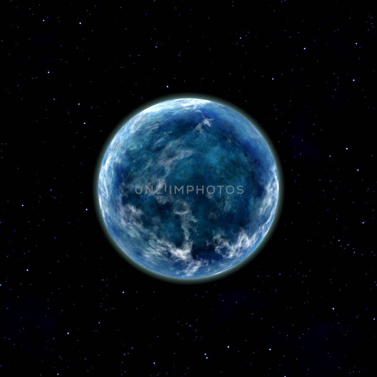 blue planet in space with stars illustration