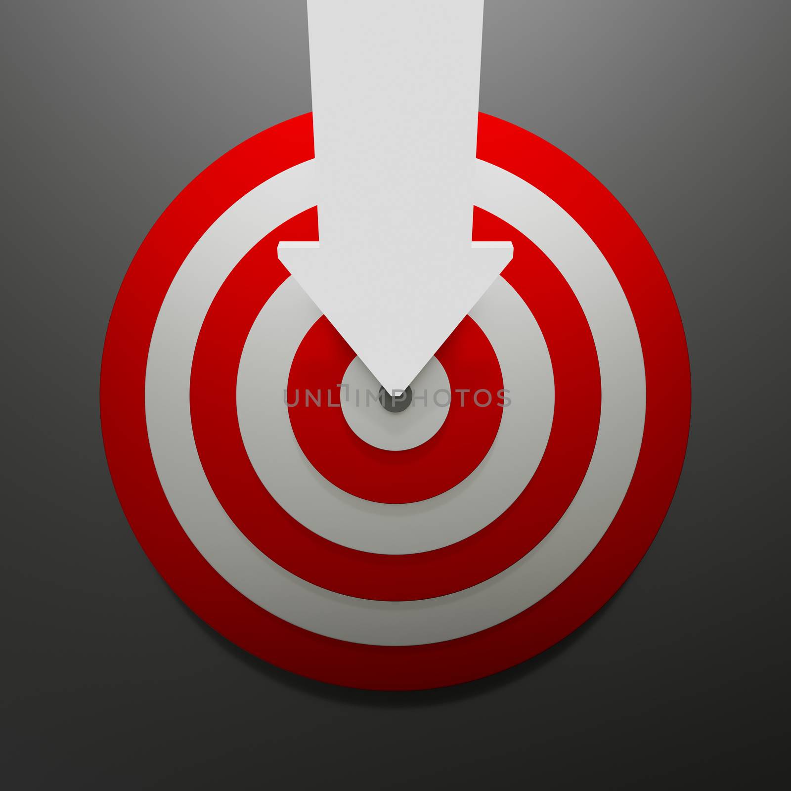 A red white target with arrow 3D illustration