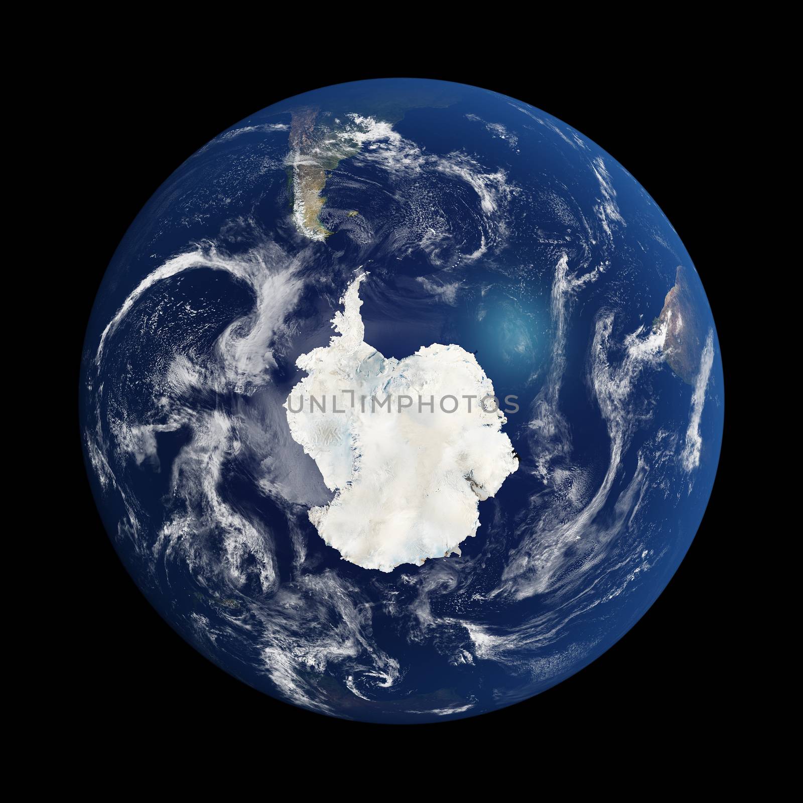 Earth South Pole done with NASA textures 3D illustration
