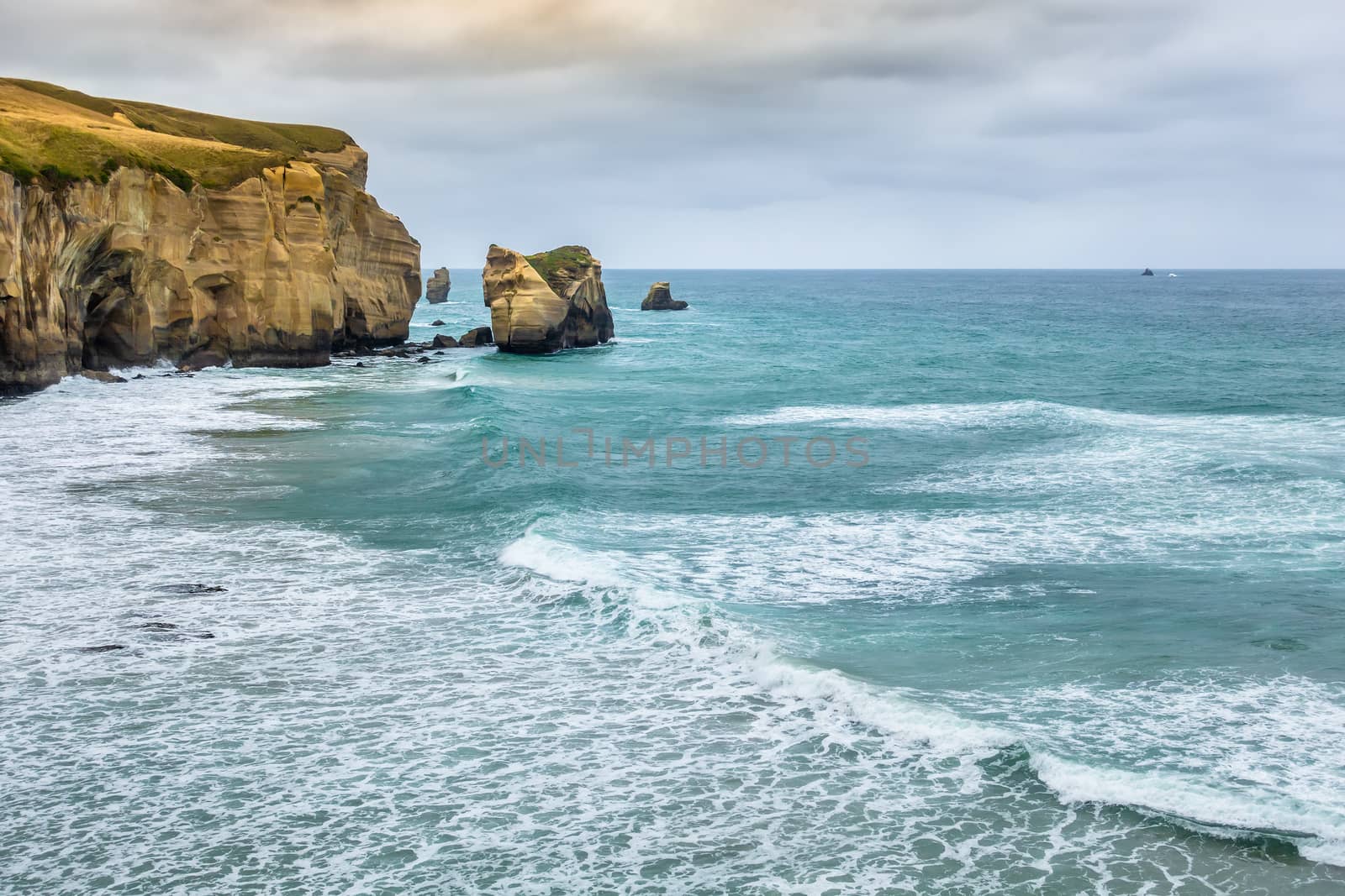 An image of the Tunnel Beach in New Zealand