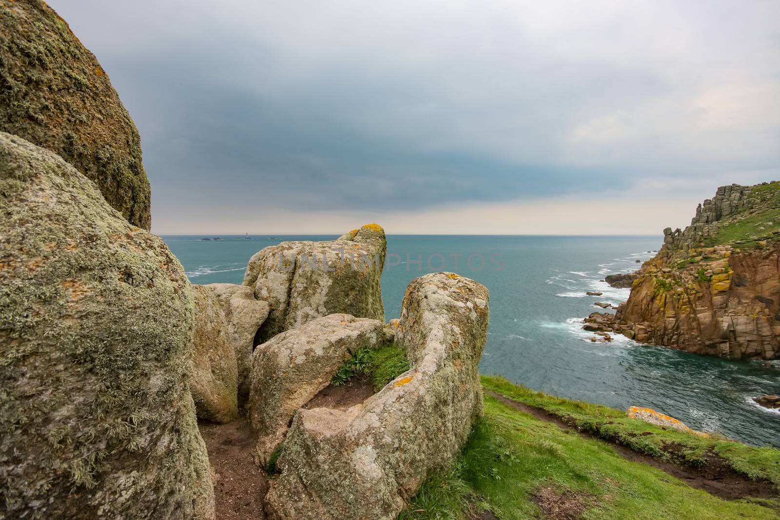 A photography of a rough coast in cornwall