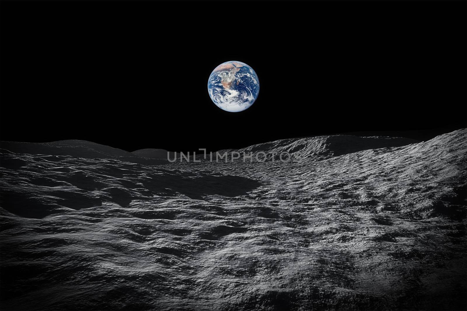 a space view to our planet earth from moon 3d illustration done with NASA textures