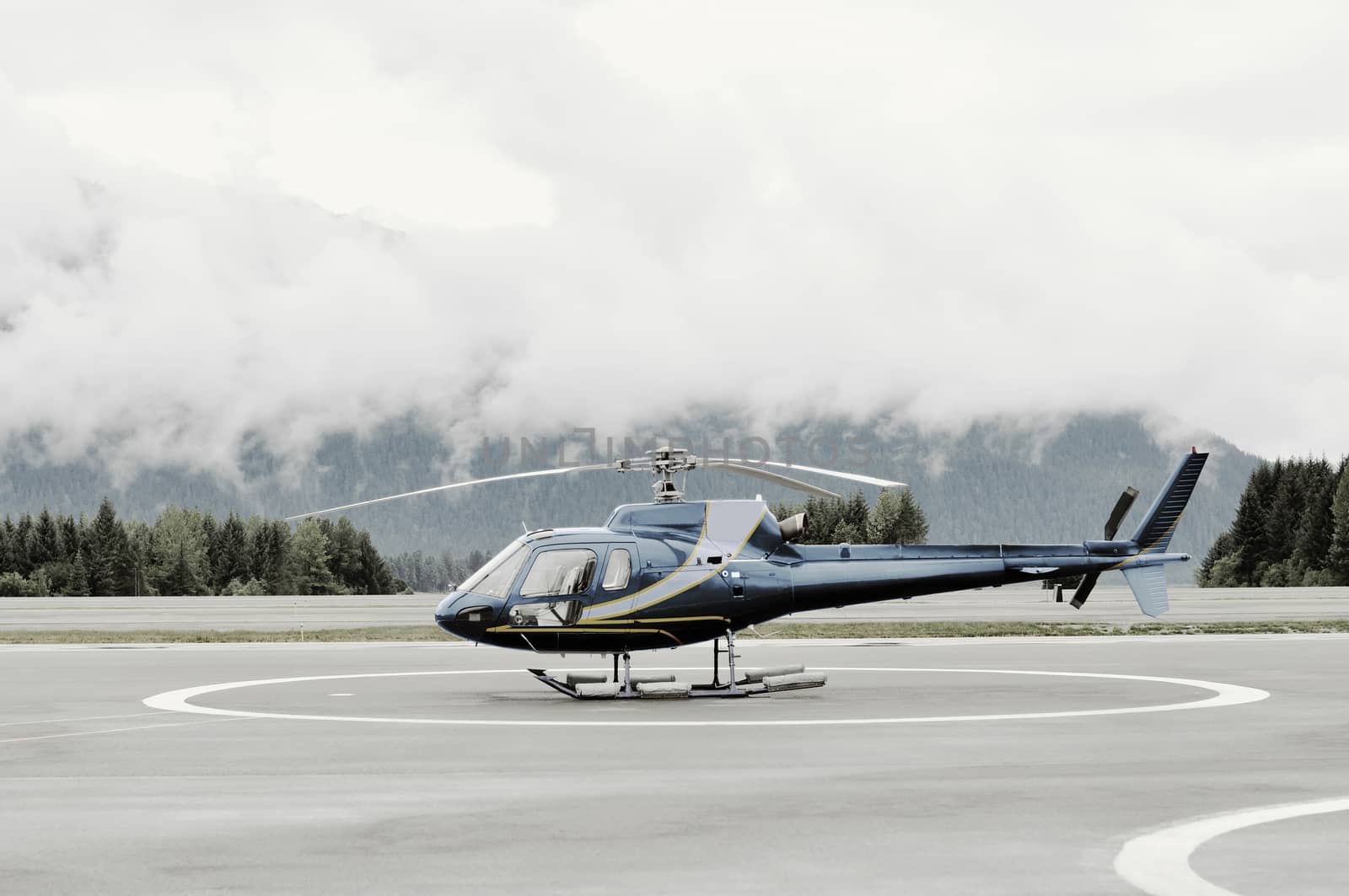 Single-engine Helicopter On Platform Before Launch by dani3315