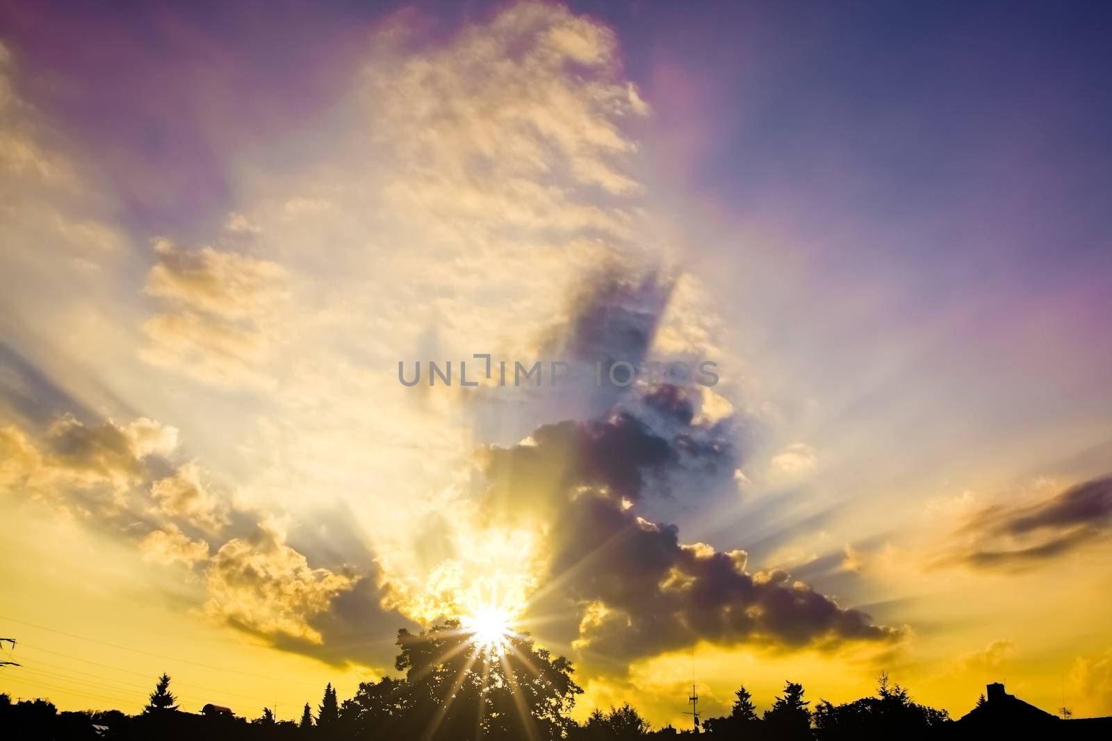 urban sunset sky background by magann