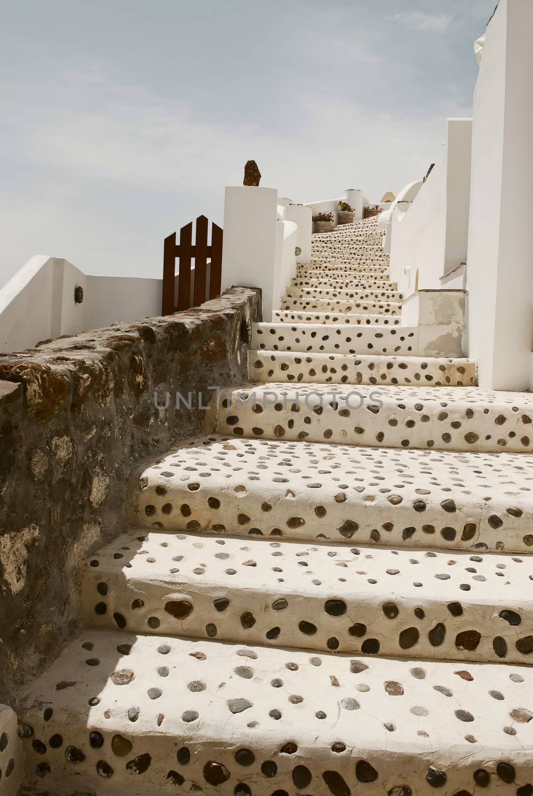 Oia, Santorini On A Sunny Day With Blue Sky