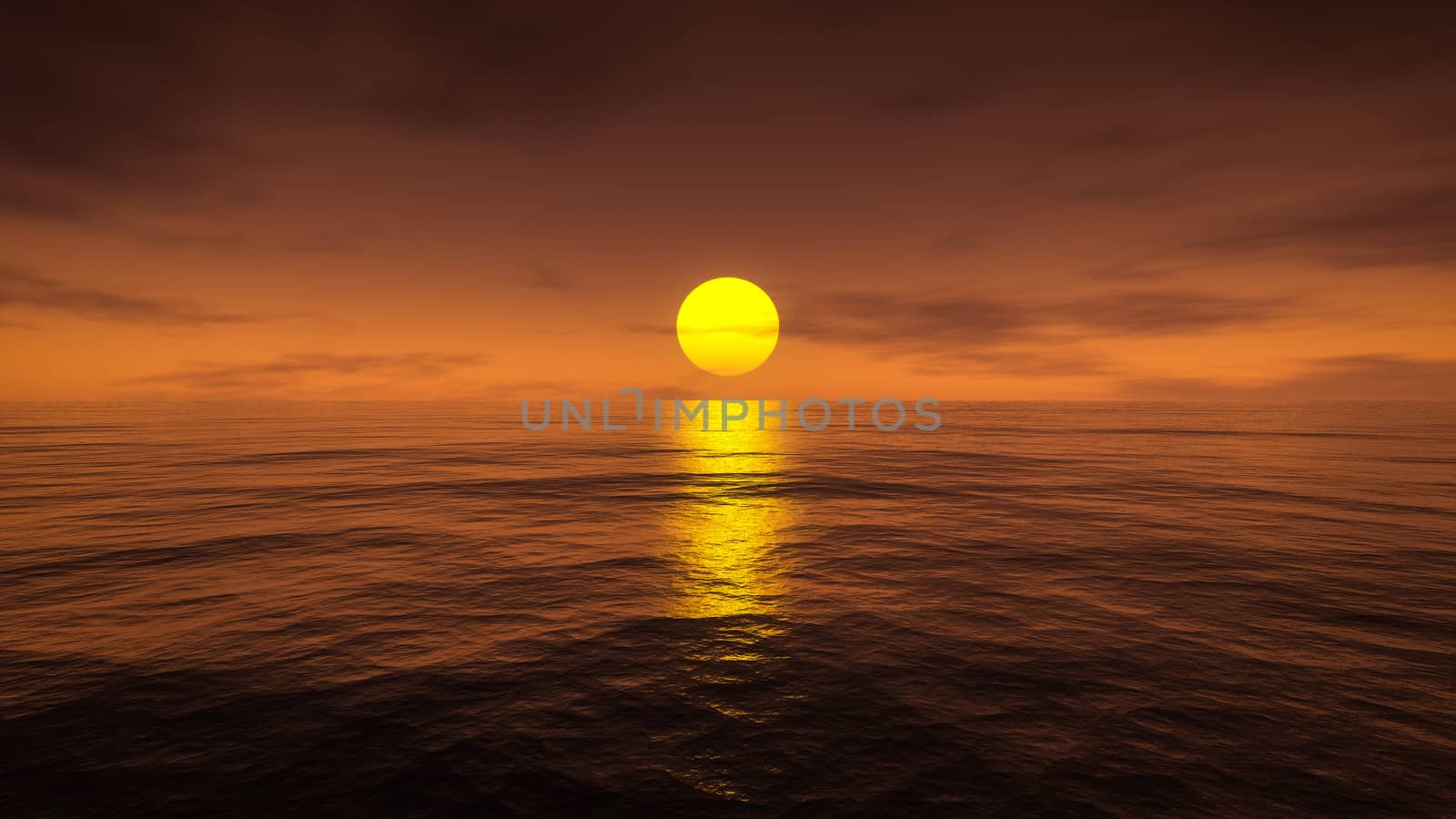 a sunset over the sea background 3d illustration