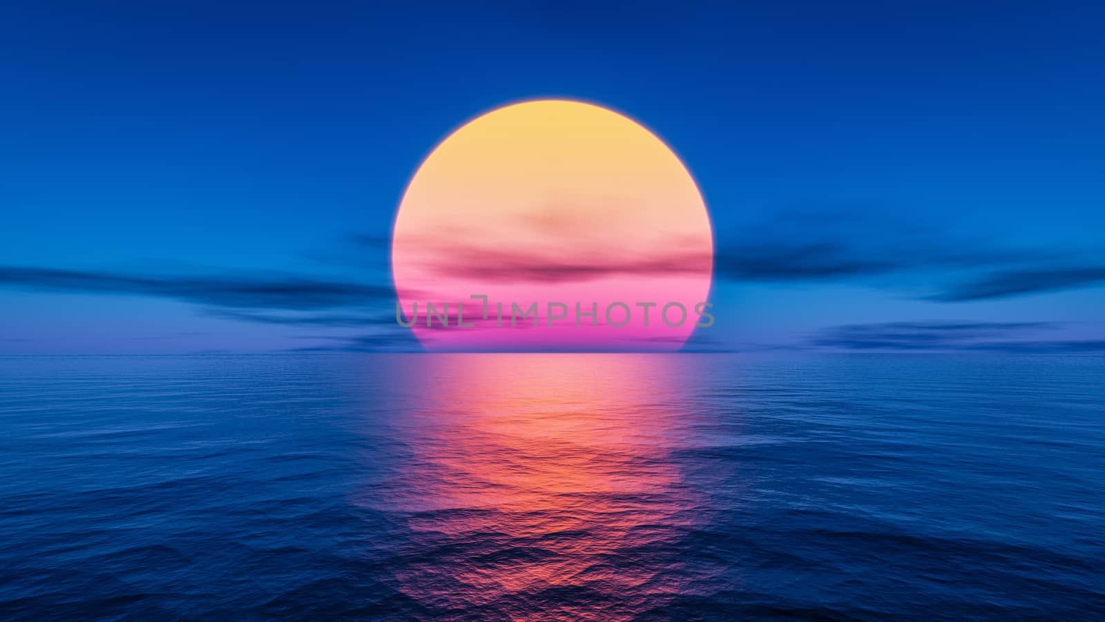 A great sunset over the ocean 3d illustration
