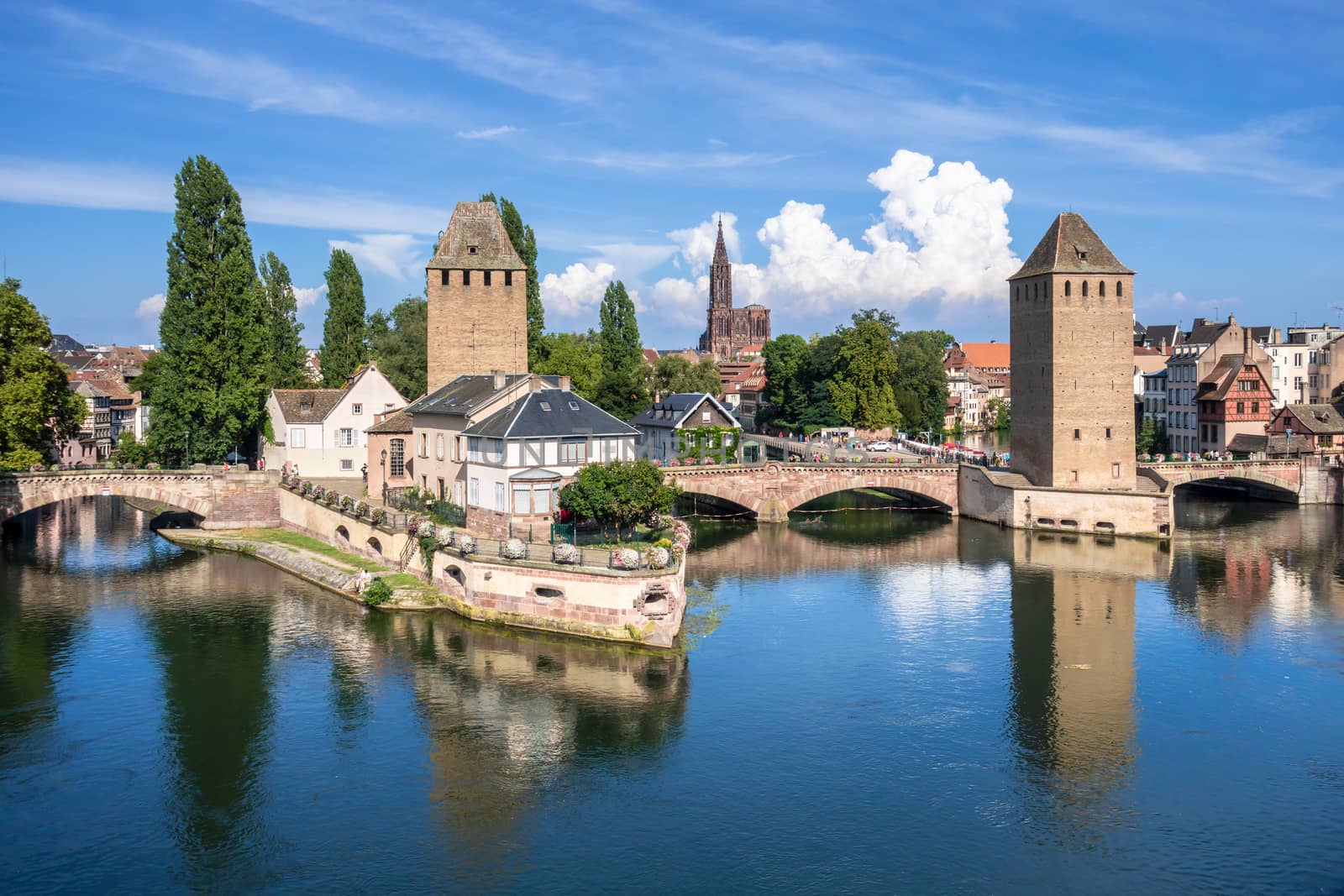 An image of a Strasbourg scenery water towers