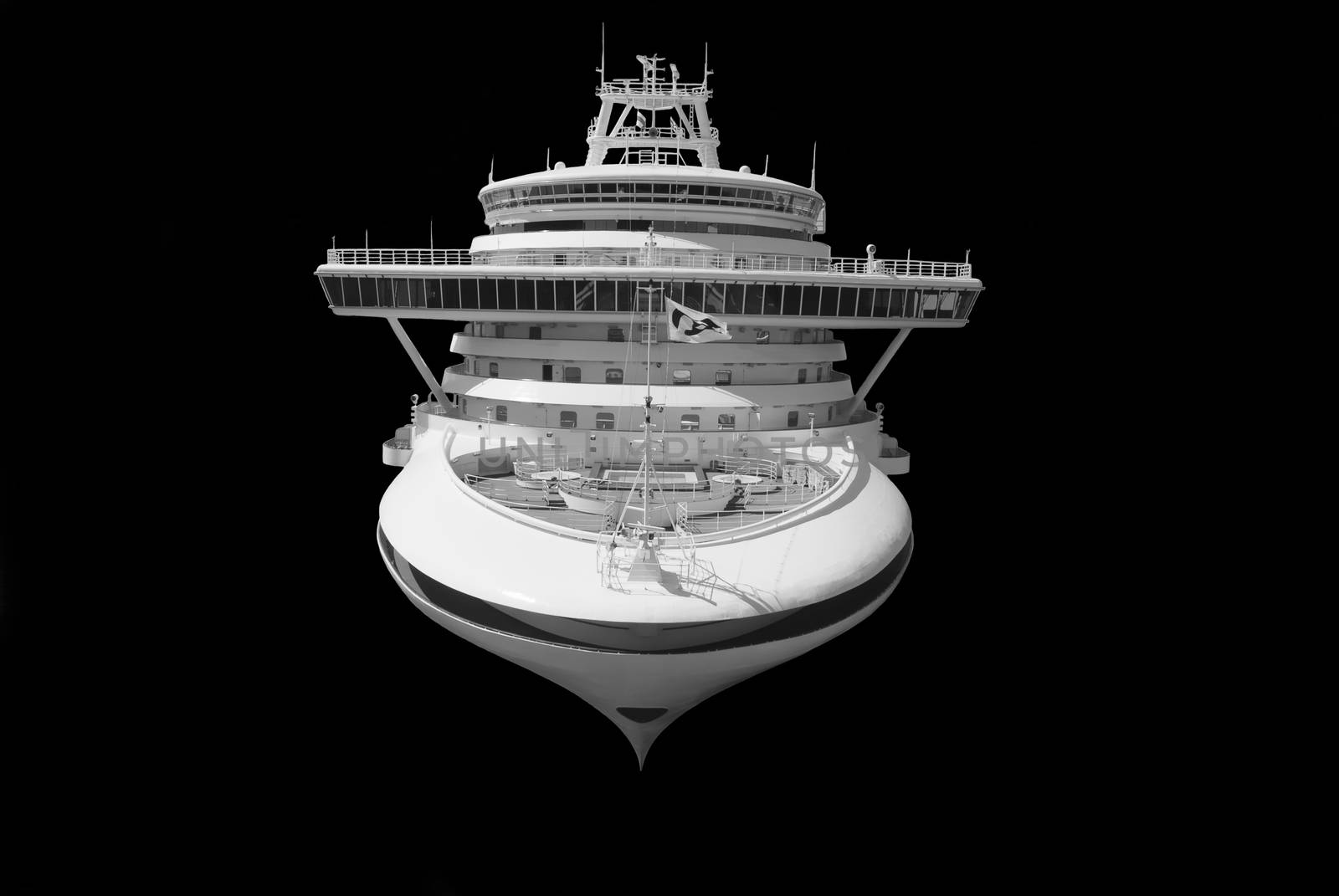 Large cruise ship isolated over black background