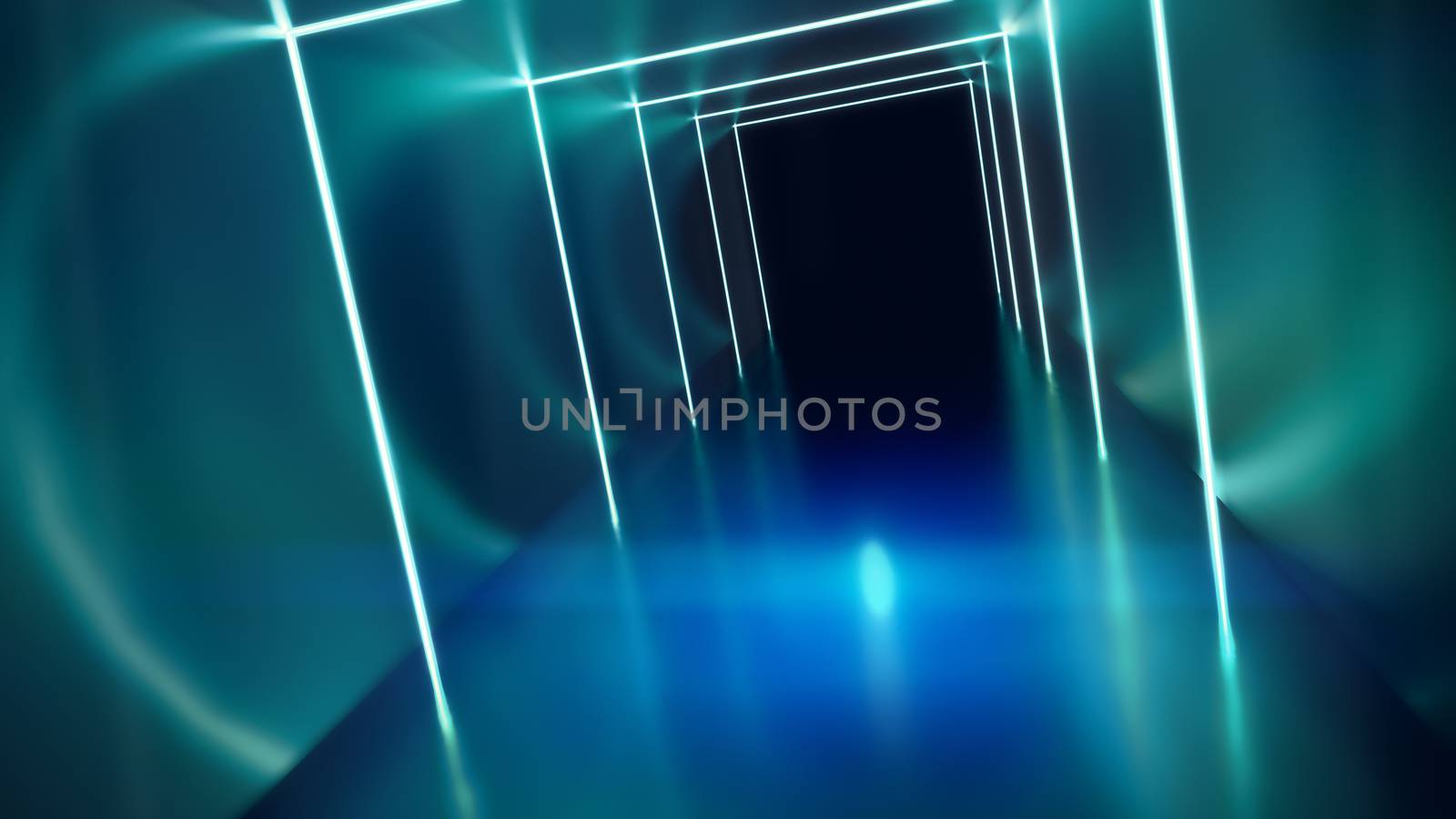A neon lights tunnel background 3D illustration