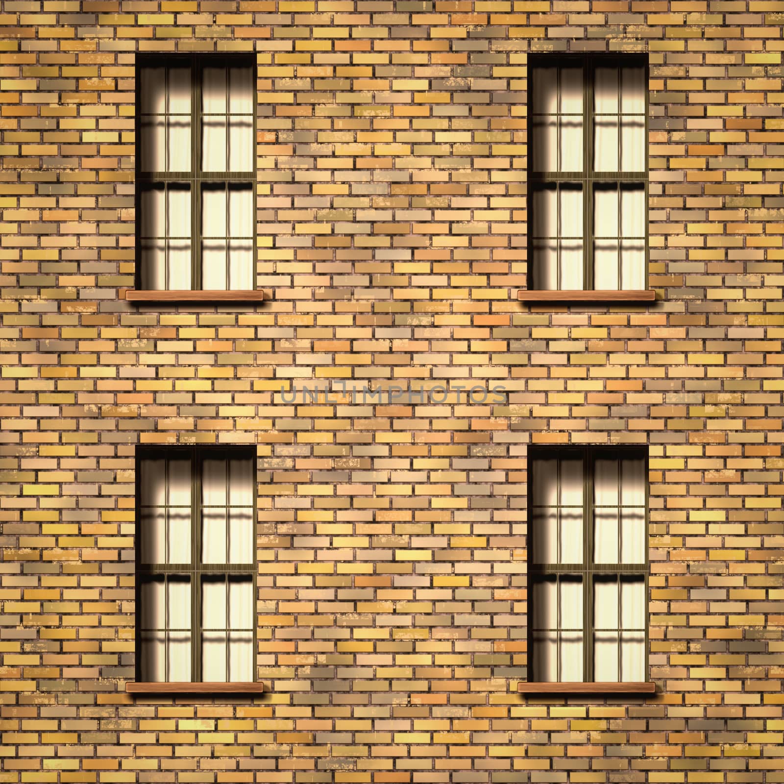 illustration of a brick wall with windows texture