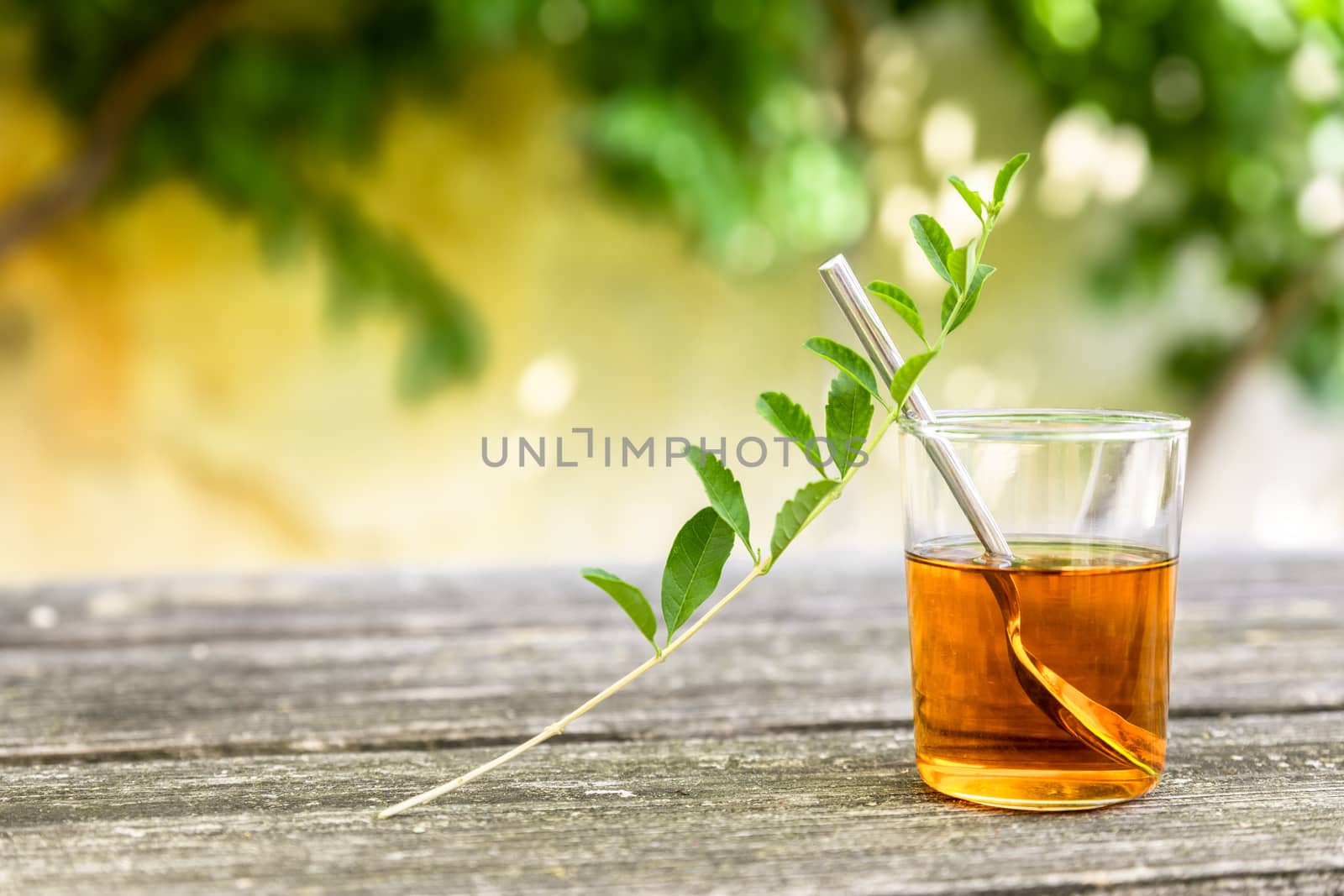 verbena tea on old wooden planks by magann