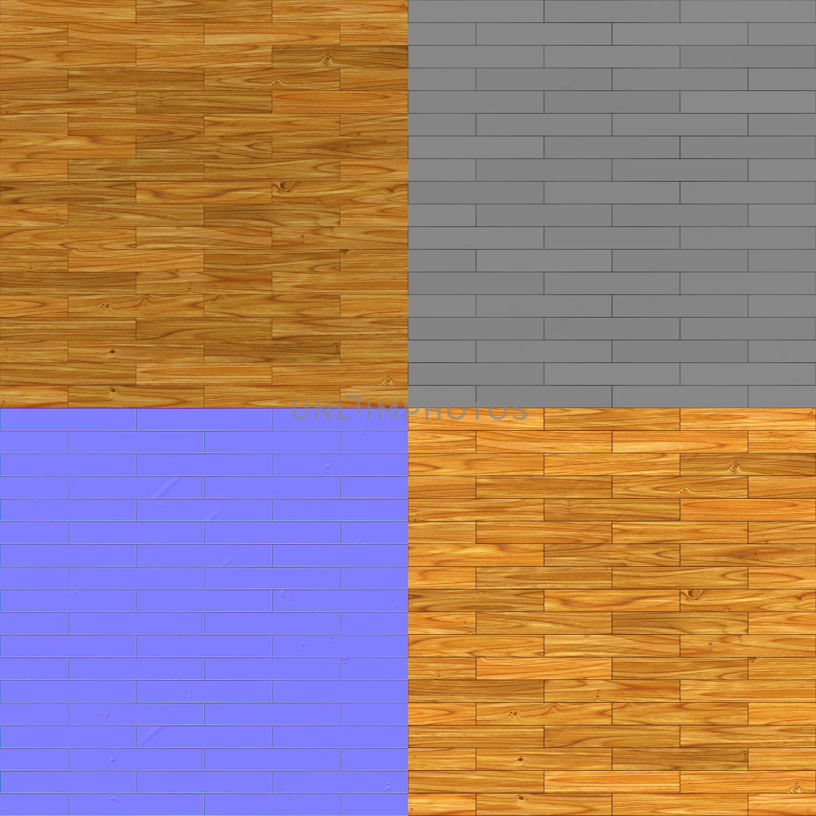 A seamless high res parquet texture bump map diffuse map and normal map for 3d renderings