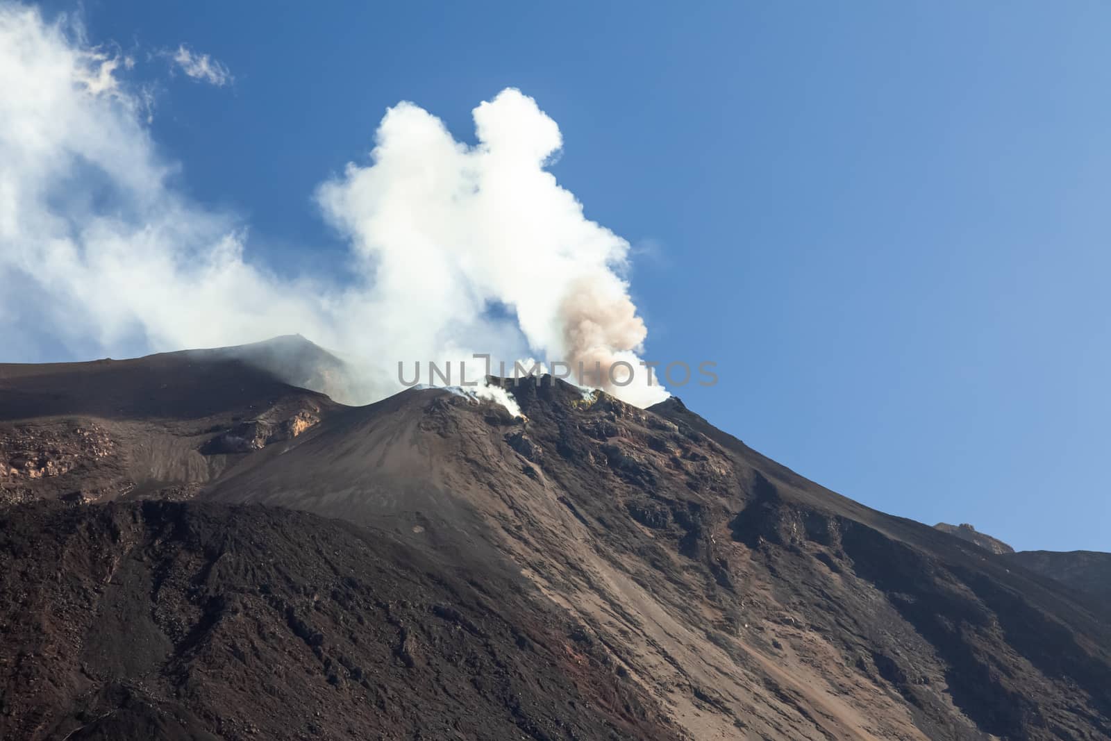 An image of the active volcano islands at Lipari Italy