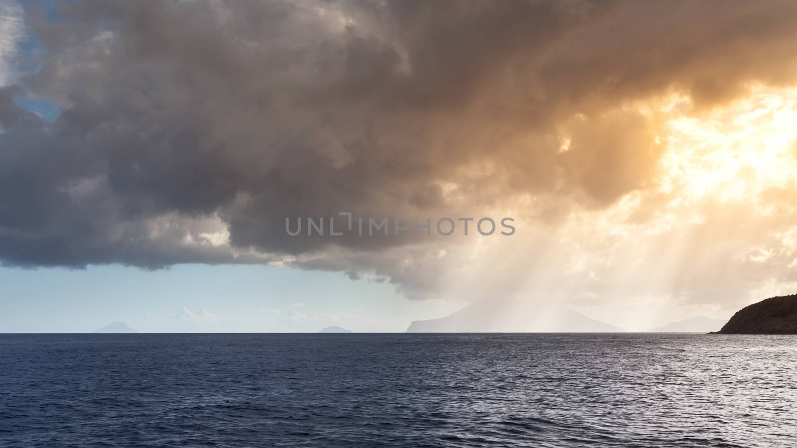 An image of the active volcano islands at Lipari Italy