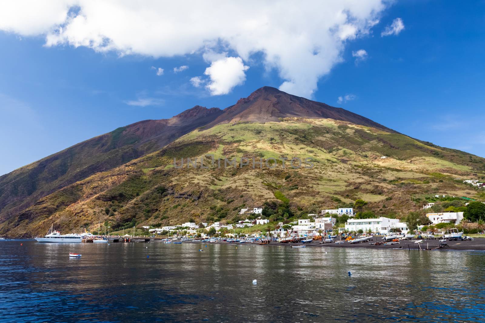 An image of the active volcano islands at Lipari Italy