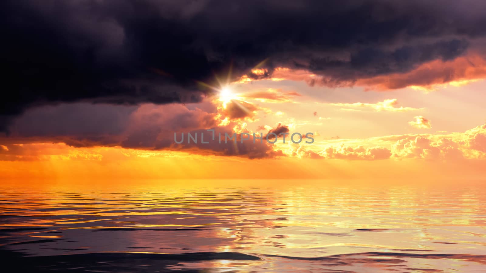 An image of a dramatic ocean sunset sky background