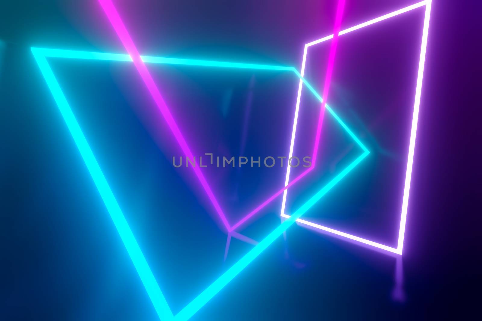 turquoise and pink neon lights frame background 3D illustration