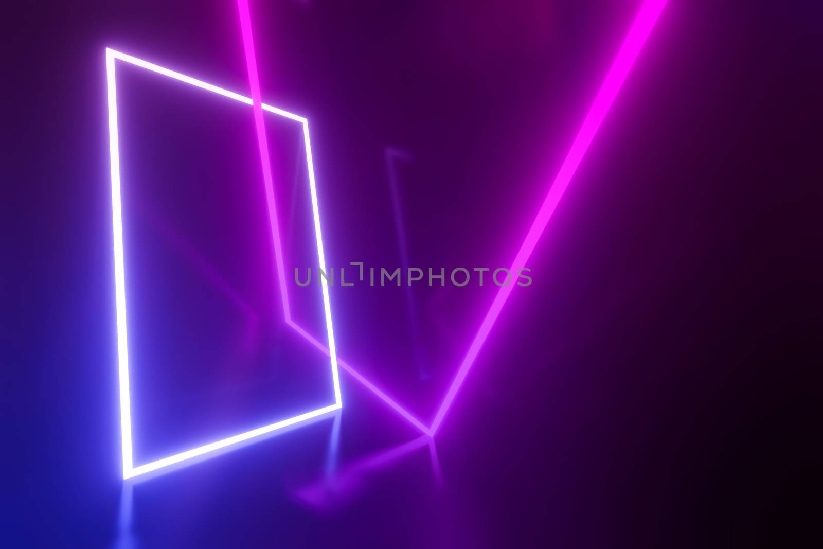 turquoise and pink neon lights frame background 3D illustration