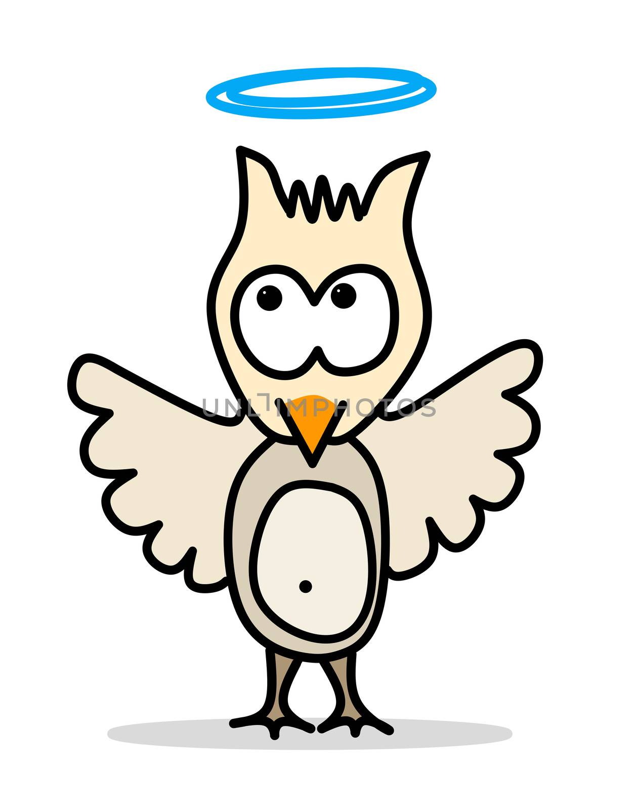 comic character small owl with blue halo by magann