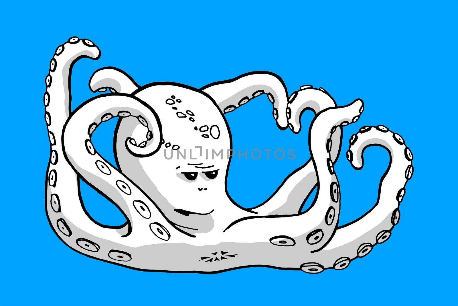 An illustration of a funny sweet octopus