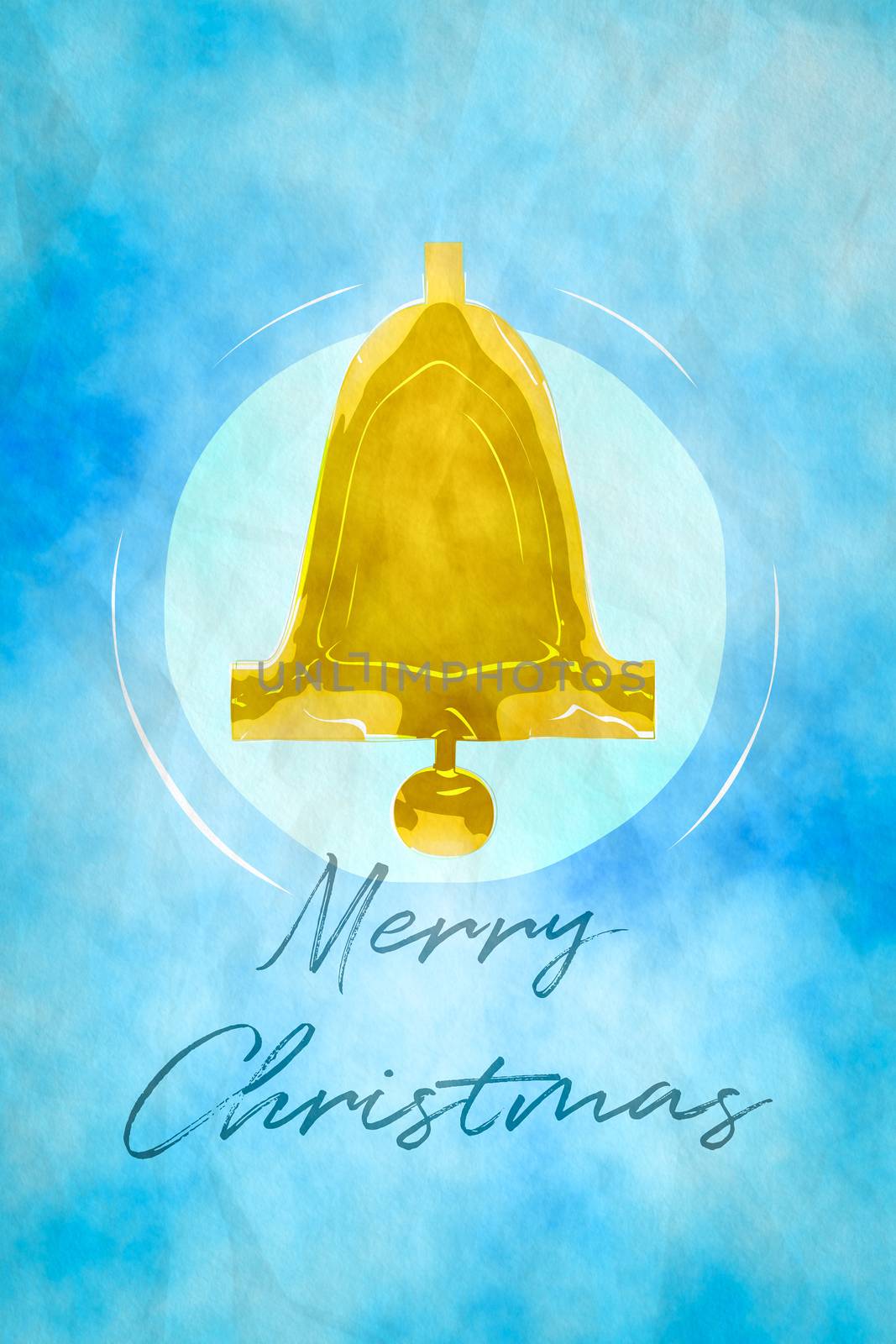 A simple golden bell watercolor digital painting illustration