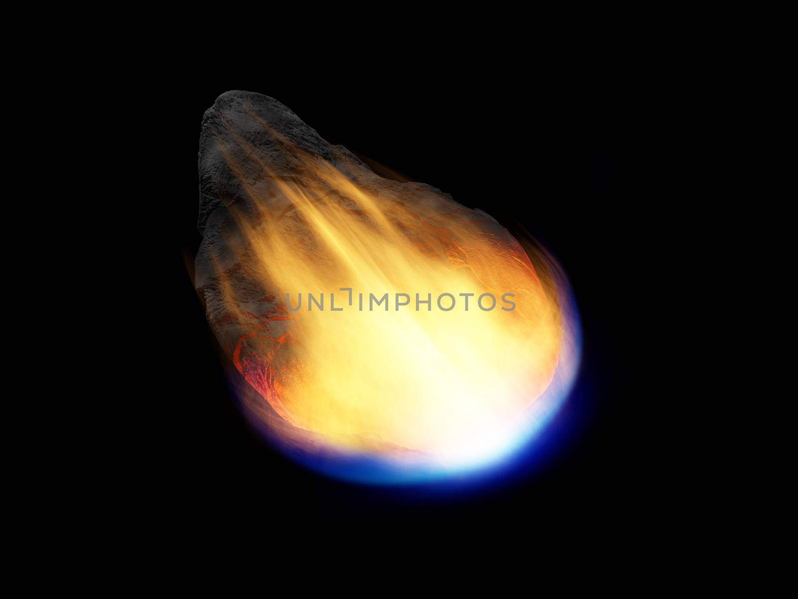 glowing asteroid in deep space 3D illustration