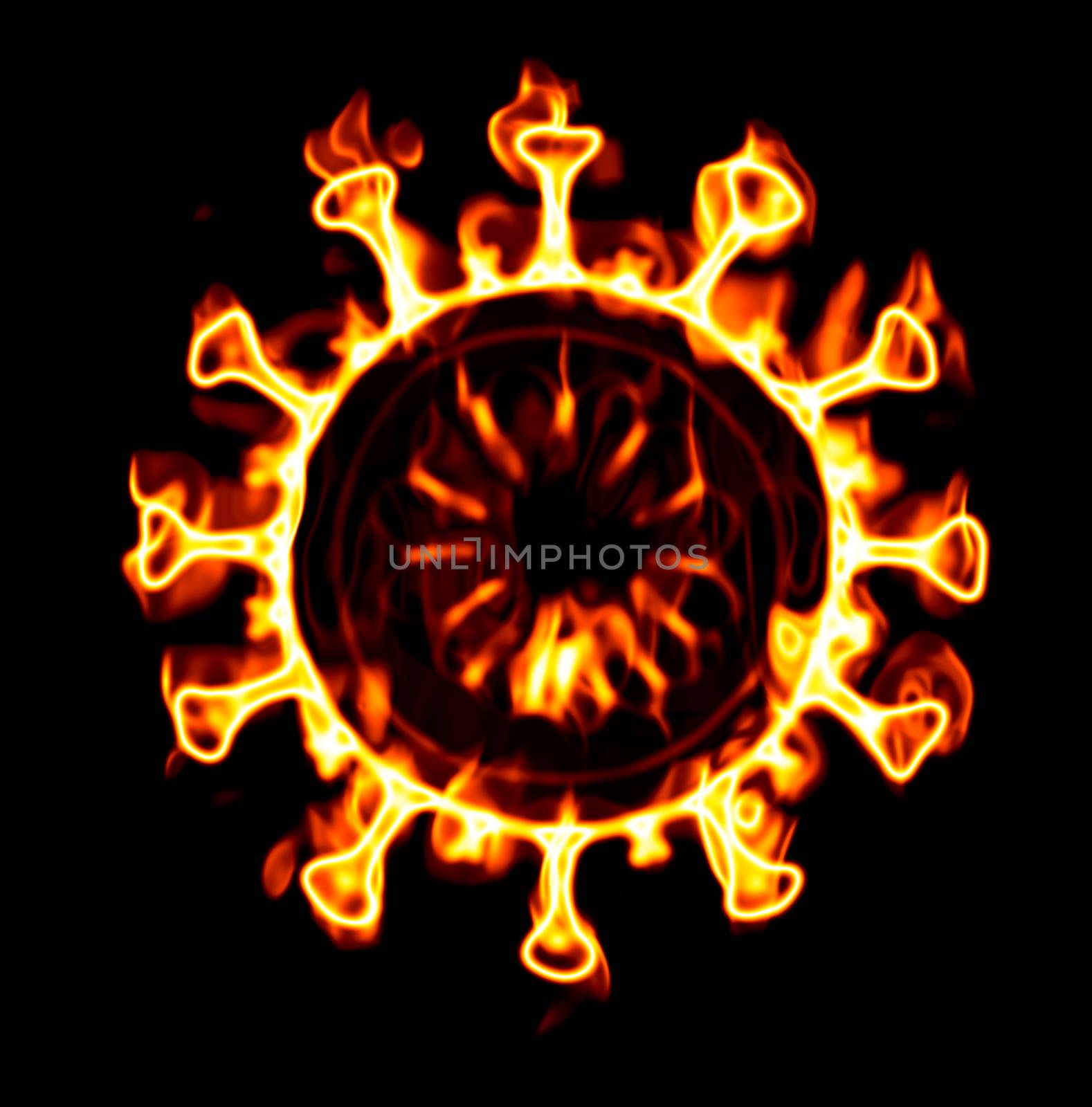 An illustration of a covid 19 corona virus burning