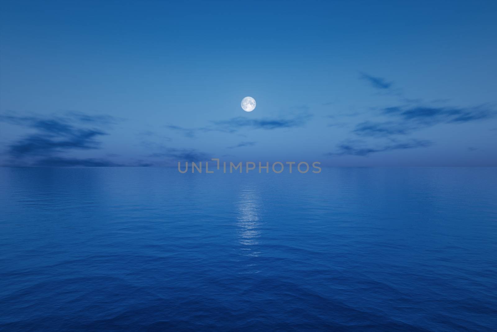 ocean night with full moon sky by magann