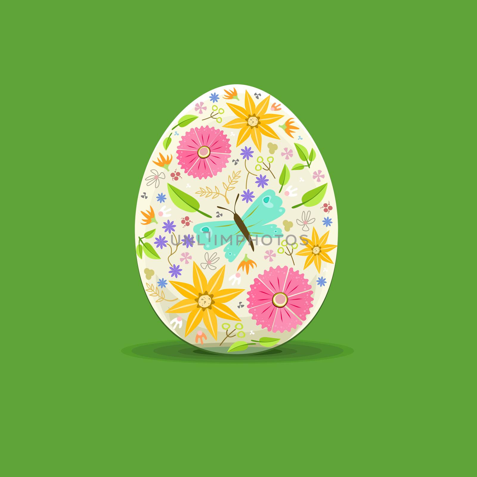An illustration of an easter egg floral decoration