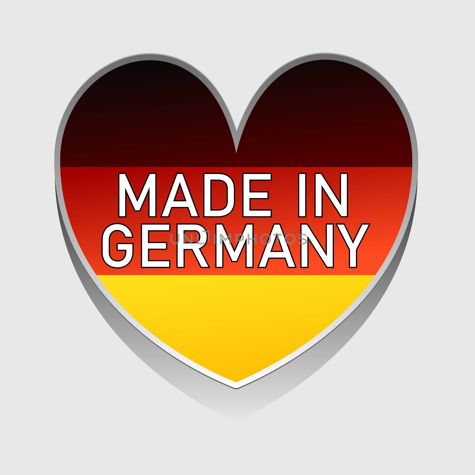 An illustration of a german national colored heart with text made in germany