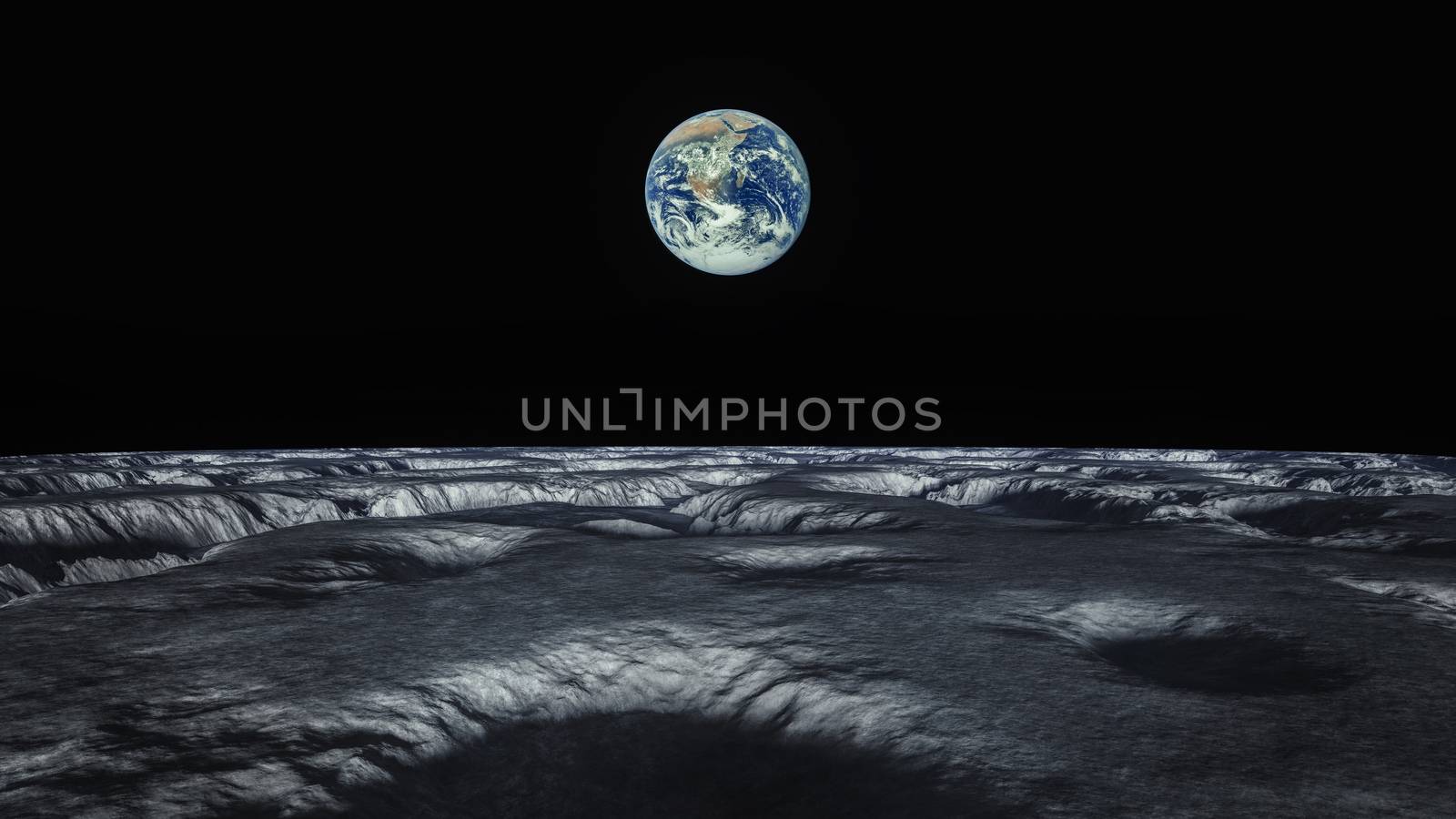 a space view to our planet earth from moon 3d illustration done with NASA textures