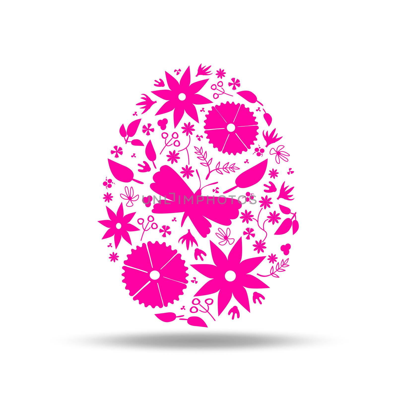 An illustration of an easter egg floral decoration pink