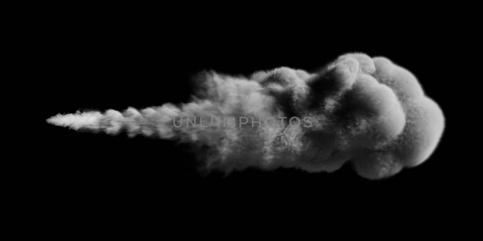 white smoke texture on black background 3d illustration