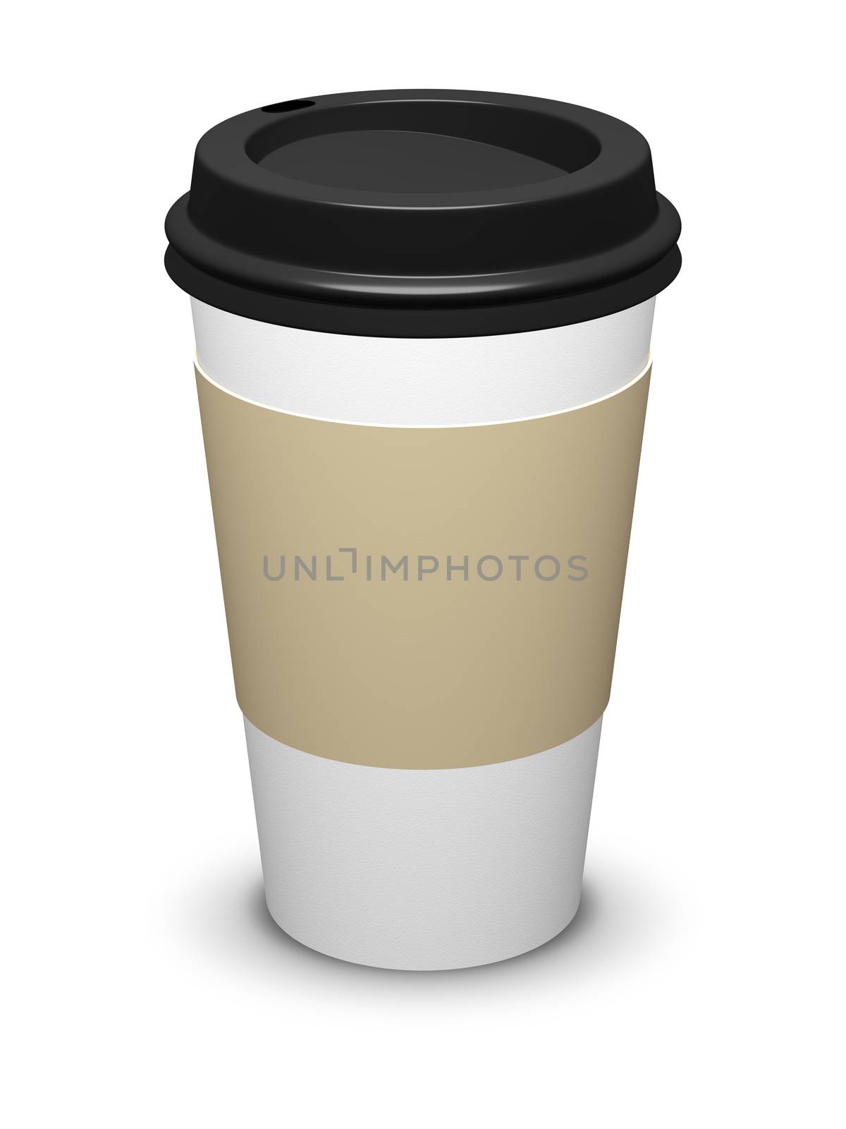 3d illustration of a typical coffee to go cup isolated on white background