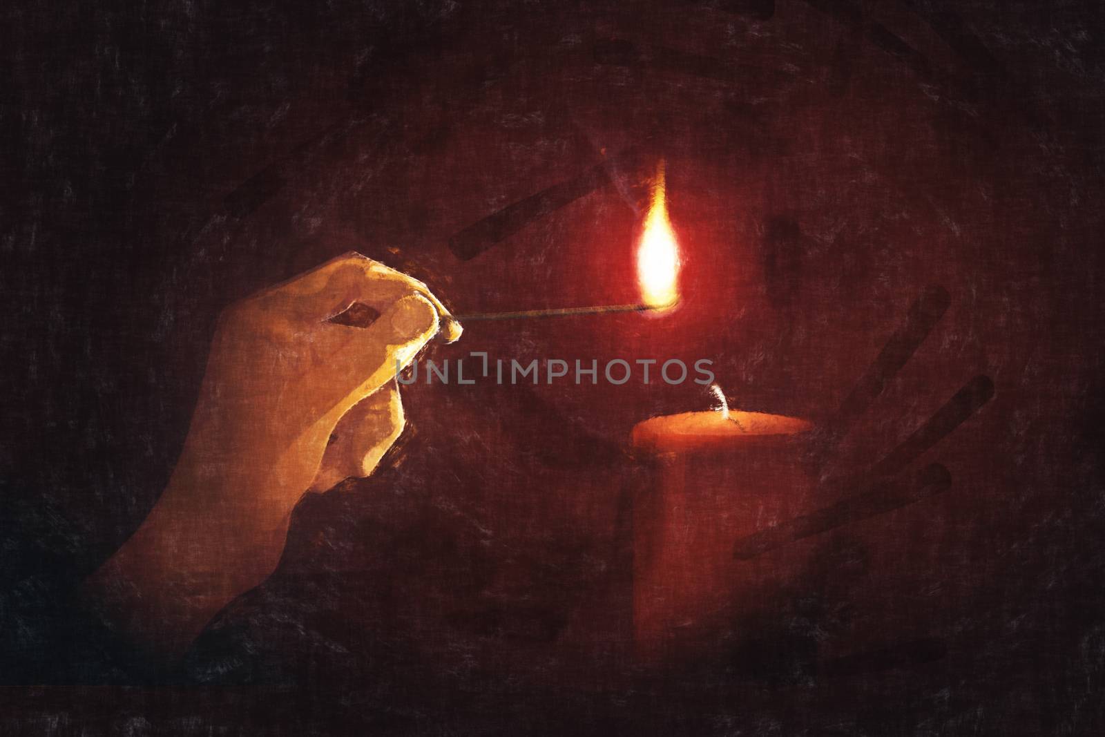 An illustration of light a candle for someone digital painting
