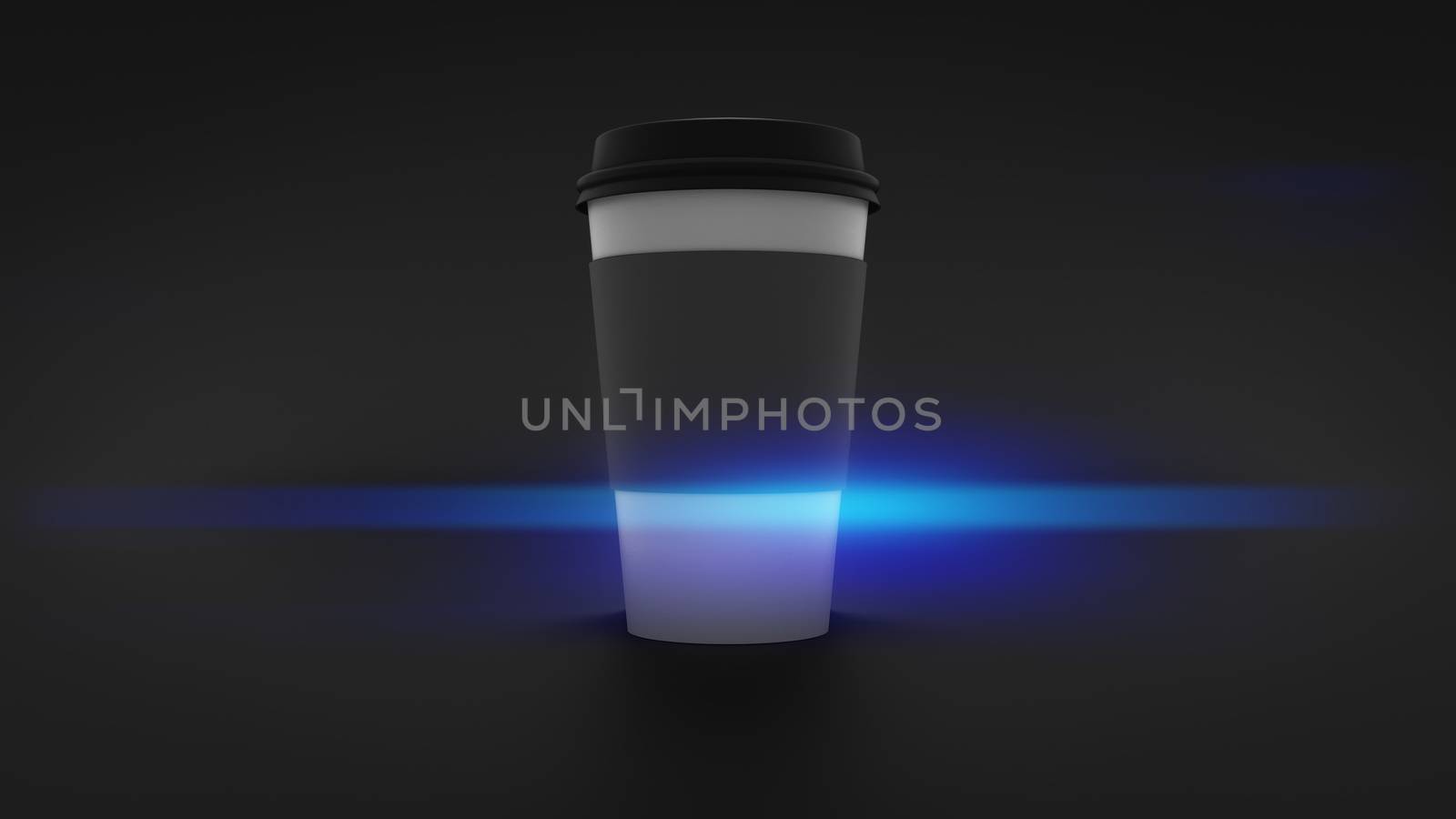 3d illustration of a black coffee to go cup isolated on black background