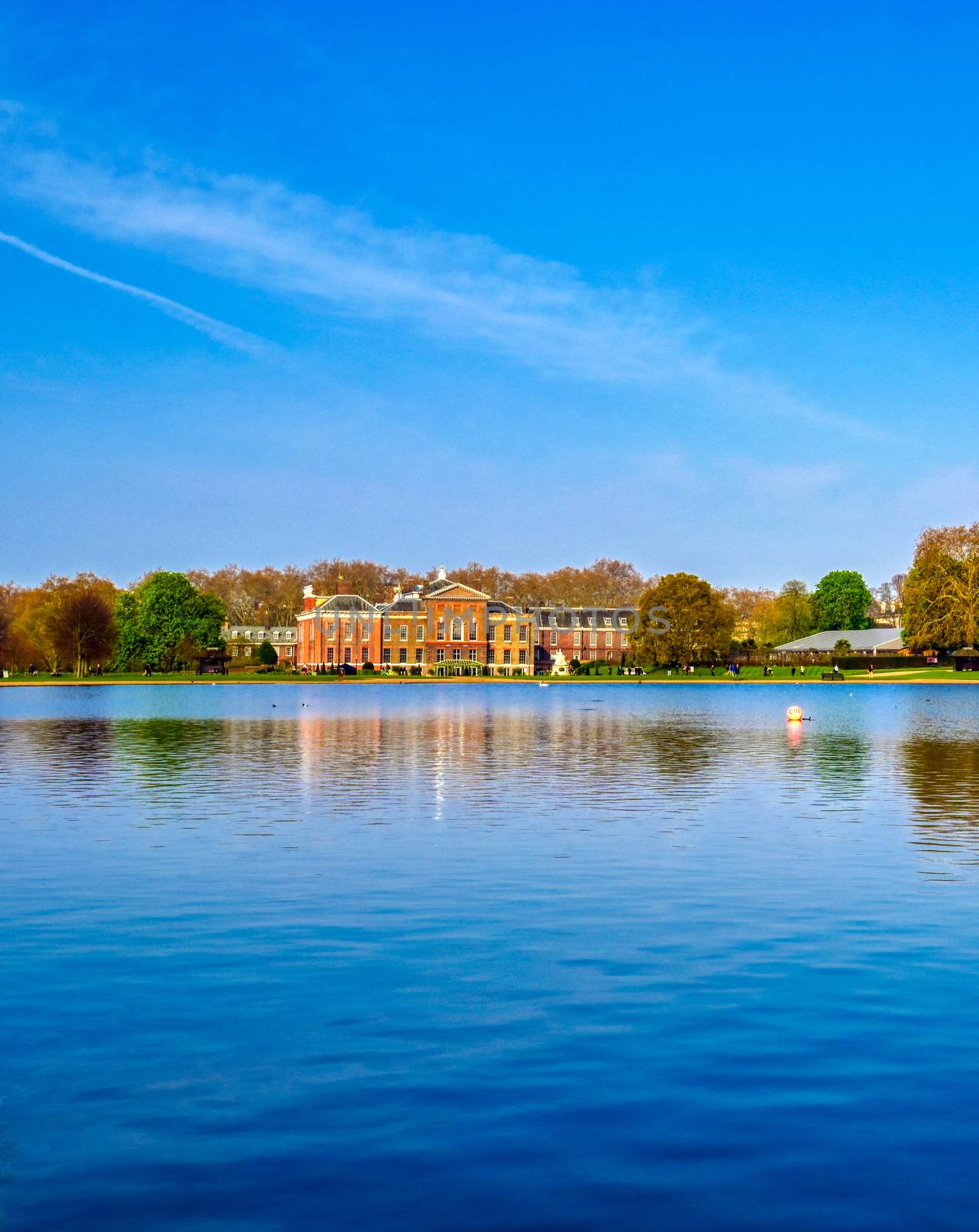 London, United Kingdom - April 17, 2019 : Kensington Palace gardens on a spring morning located in Central London, UK. 