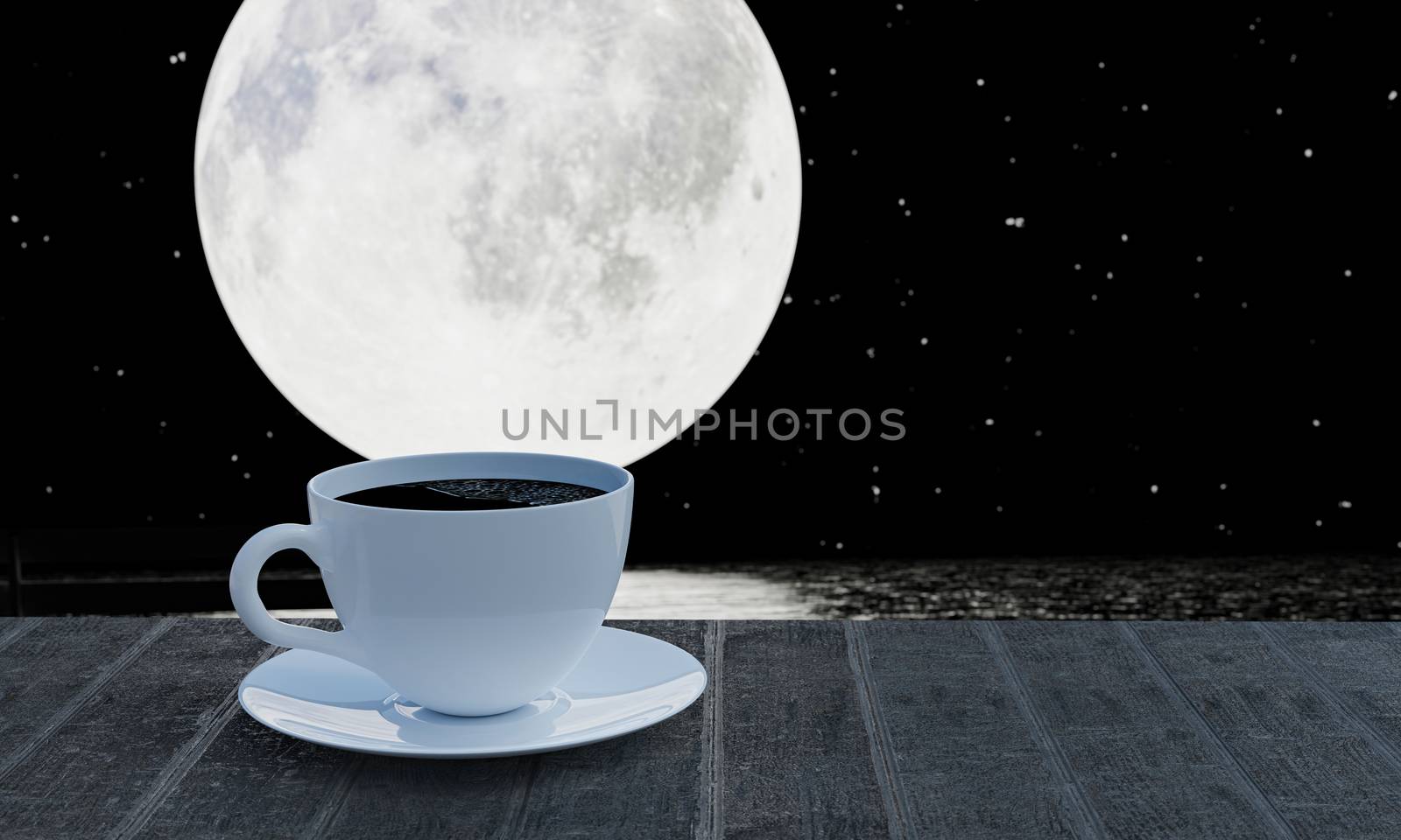 Black coffee in a white coffee mug with saucer Put on the table, by ridersuperone