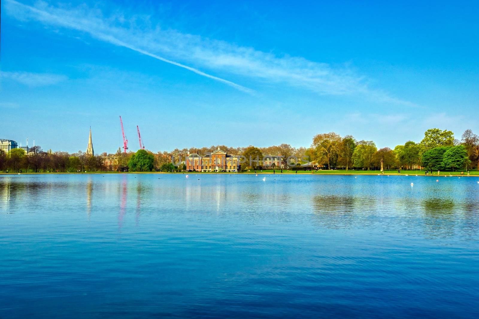 London, United Kingdom - April 17, 2019 : Kensington Palace gardens on a spring morning located in Central London, UK. 