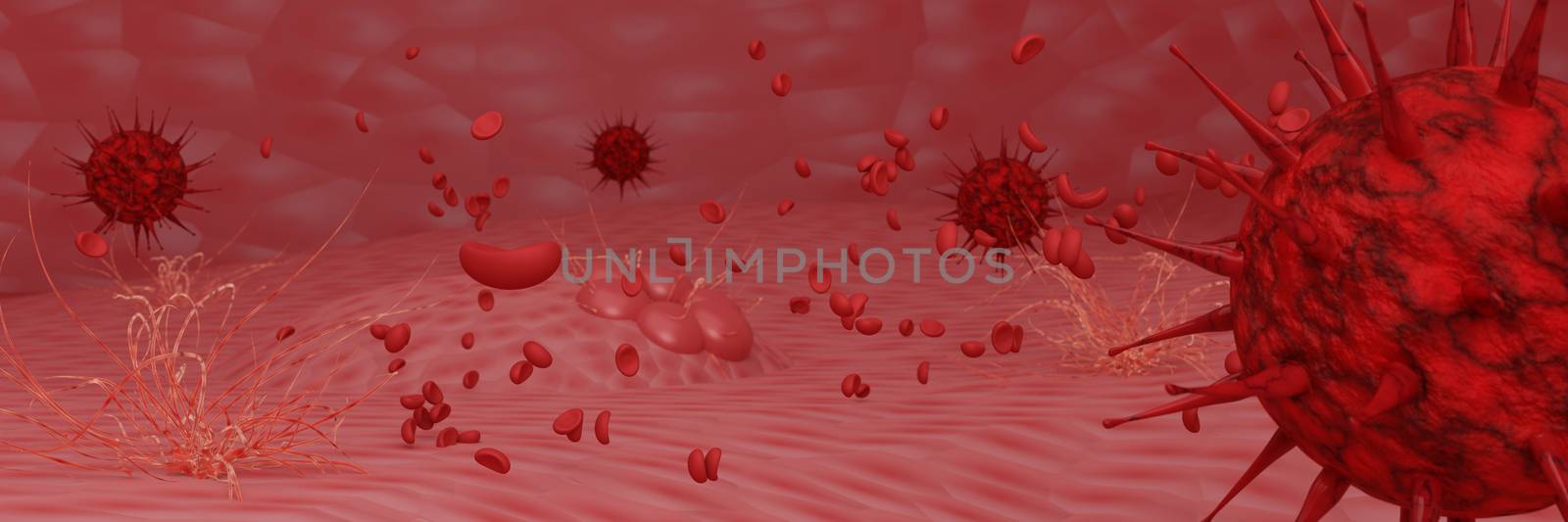 Model for Coronavirus Covid-19 outbreak and coronaviruses influenza concept   dangerous flu strain cases as a pandemic medical health risk  with disease cell as a 3D render