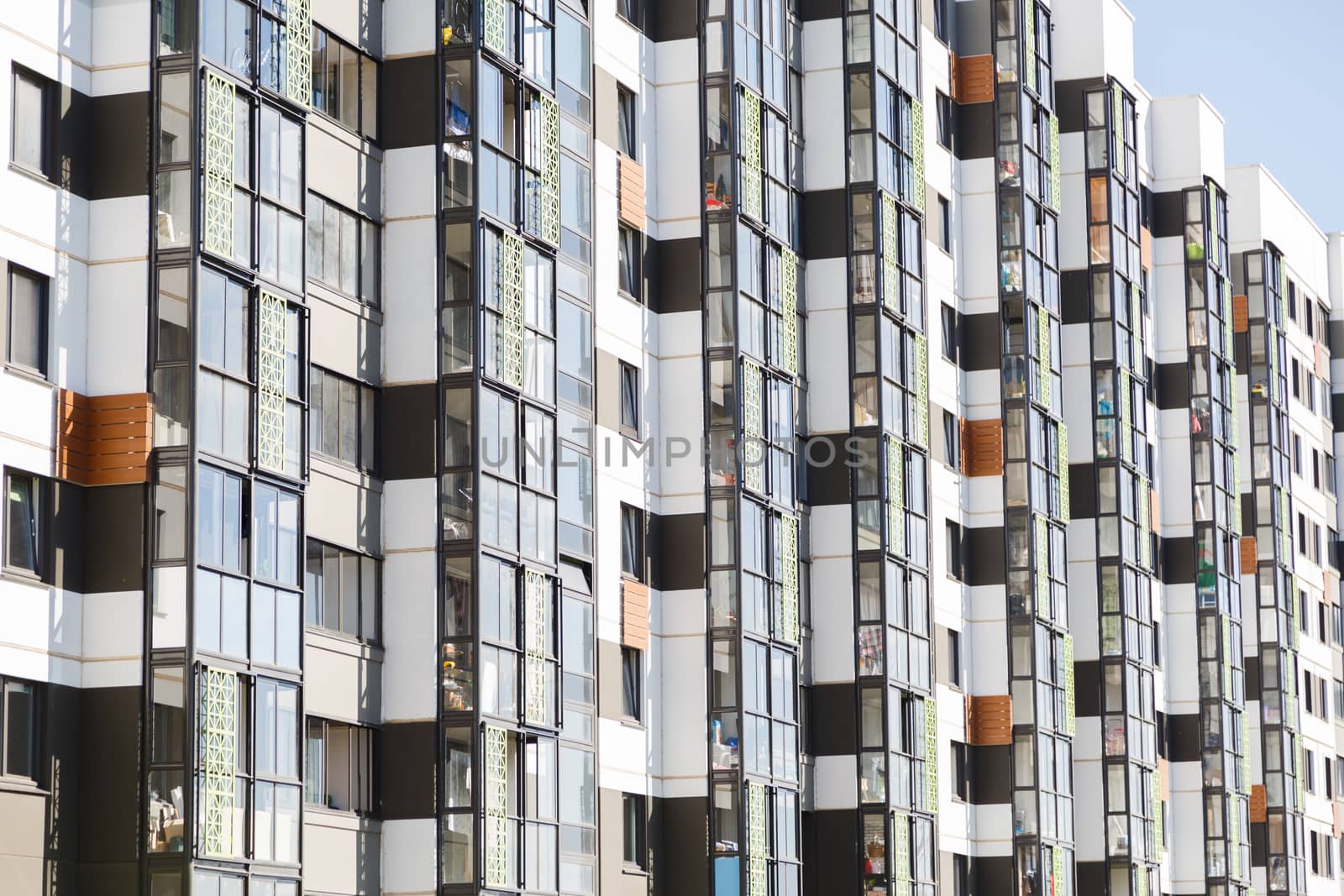 Modern residential buildings with outdoor facilities, Facade of new low-energy houses