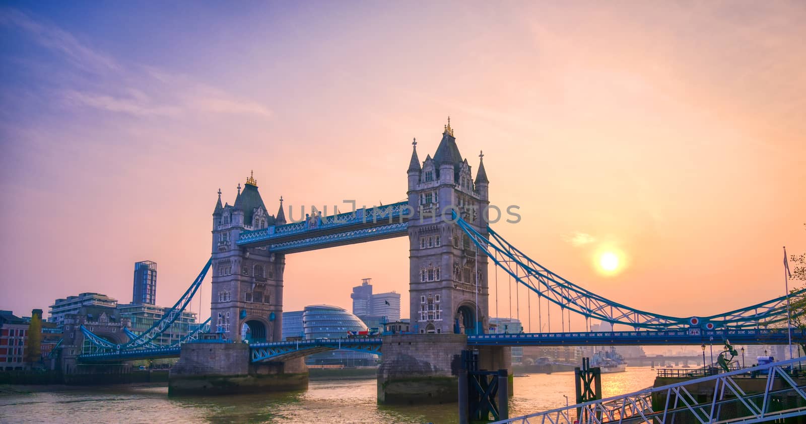 Tower Bridge across the River Thames in London, UK.