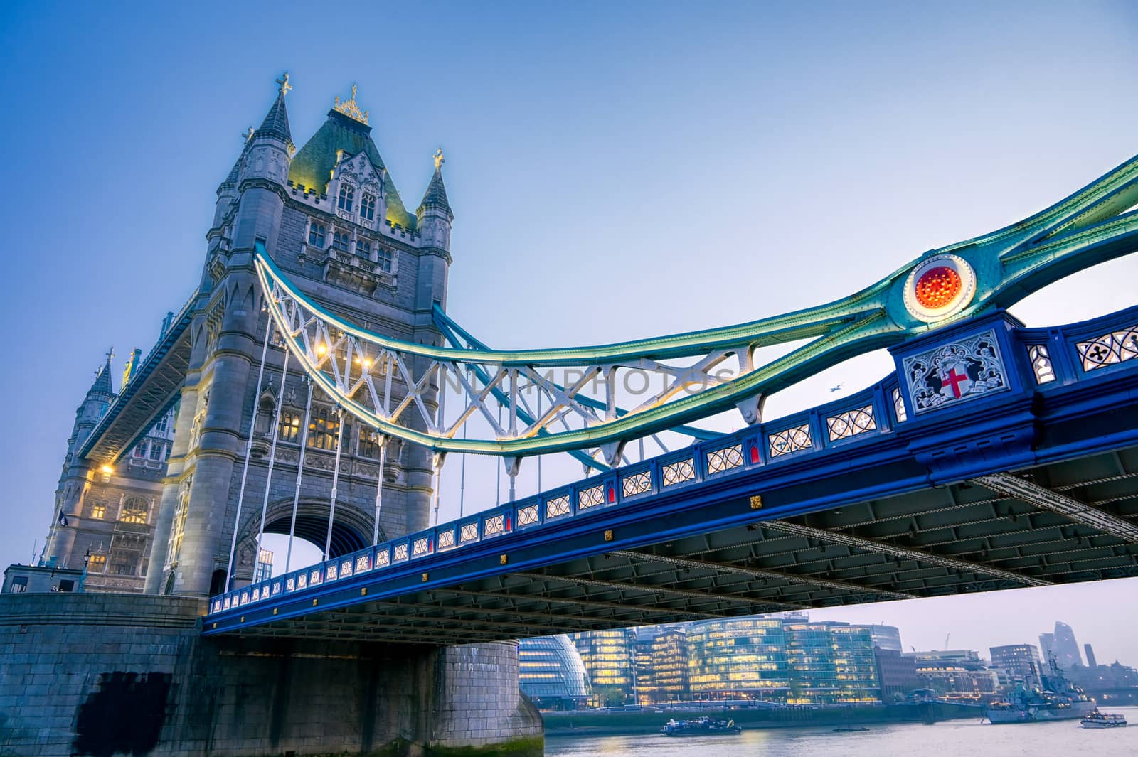 Tower Bridge across the River Thames in London, UK.